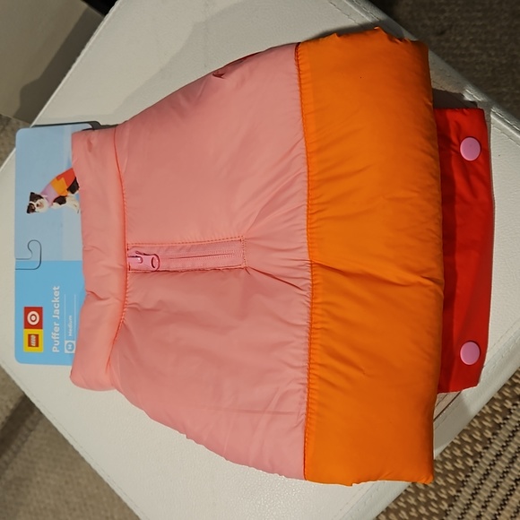 [2 for $15] NWT Red/Orange/Pink Colorblock Lego Pet Puffer Vests for Dogs & Cats - Picture 6 of 8